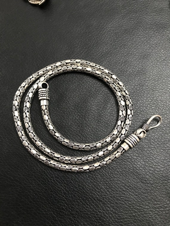 Solid 925 Sterling Silver Chain Necklace Oxidize Finish Bohemian