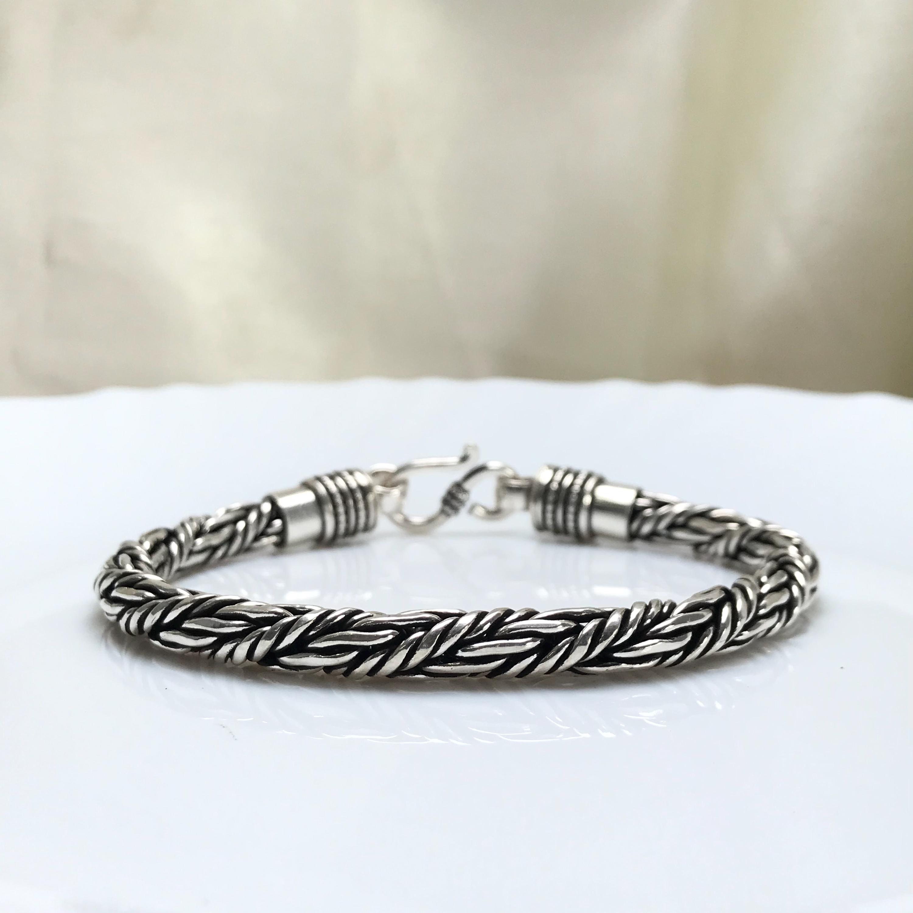 Byzantine chain bracelet | Men's Silver Bracelet | 925 Solid Sterling Silver Heavy Byzantine Chain Bracelet | Oxidized byzantine bracelet |