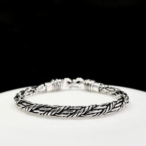 6mm Thick Men&#39;s Byzantine Chain Bracelet | Balinese Oxidized Finish Silver Chain Bracelet for Men | Byzantine chain bracelet | Bali chain |