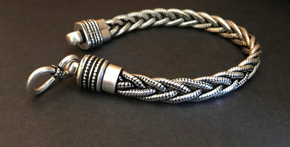 925 Sterling Silver Weave Chain Designer Bracelet for Men. Solid