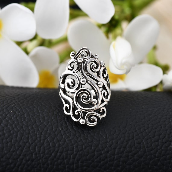 Swirl silver ring deals