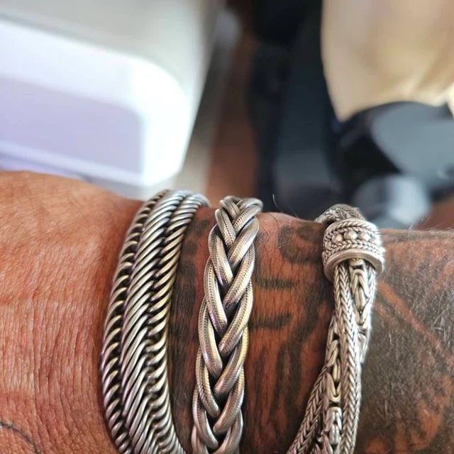 10mm Braided weave chain bracelet | Men's Silver Bracelet, 925 Sterling Silver Bracelet, Men's Chain Bracelet, Bali chain oxidized bracelet|