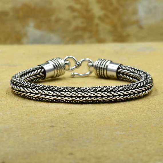 thumbnail image 2 of Handwoven Bali 925 Sterling Silver Chain Bracelet, 7-8 Inch, Solid Silver, Handmade Jewelry 2 of 3
