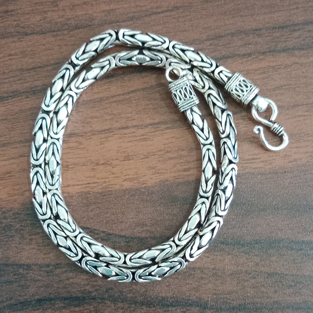 Round Byzantine Chain Necklace 925 Sterling Silver Necklace Etsy