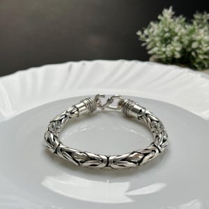 7.00mm Heavy byzantine chain bracelet | 925 Sterling Silver Handmade Bracelet | Italian chain bracelet | Box clasp Byzantine chain bracelet|