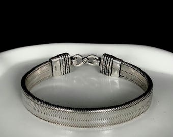 その他 FLAT CHAIN CUSTOM silver BANGLE Womens 925 Sterling Silver Twisted Link Chain Fashion Bangle