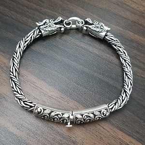 6.5mm Byzantine silver chain | Solid 925 Sterling Silver Bracelet | Byzantine Chain Dragons Bracelet for Men | Handcraft Artisan bracelet |