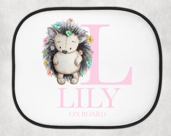 Personalised Floral Hedgehog Car Shade Sun Sheild New Baby Gift Newborn Car Accessories Child sun shade