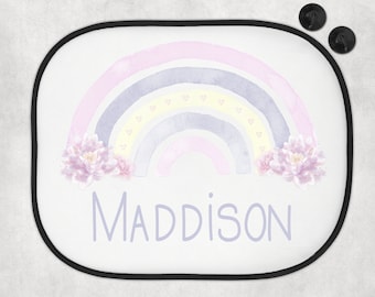 Personalizzato Car Shade Sun Sheild Purple Rainbow New Baby Gift Newborn Car Accessories