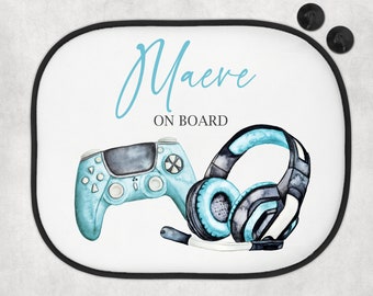 Personalised Car Shade Sun Sheild Gamer Childrens gamer style New Baby Gift Newborn Car Accessories Child sun shade