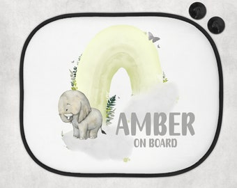 Personalizzato Elefante arcobaleno Auto Ombra Sole Sheild Nuovo Bambino Regalo Neonato Accessori Auto Parasole Bambino