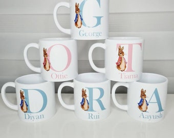 Personalised Rabbit Mug: 6oz Ceramic or Polymer Cup christmas gift for children