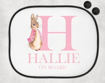 Personalised Rabbit Flopsy Bunny Car Shade Sun Sheild New Baby Gift Newborn Car Accessories Child sun shade