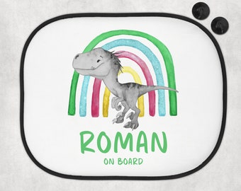 Personalizzato Arcobaleno Dinosauro Auto Ombra Sole Sheild Dinosauro T-Rex Nuovo Bambino Regalo Neonato Accessori Auto Parasole Bambino Dino car