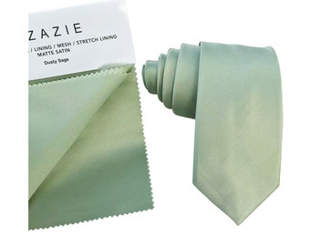 Dusty Sage Satin Wedding Tie: Men's Necktie & Pocket Square