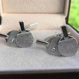 Table Tennis Silver Cufflinks Sport Cuff links