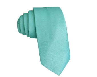 Ensemble cravate de mariage bleu menthe, cravate en satin et pochette de costume, cravate pour homme bleu menthe mat, pochette de costume pour homme bleu menthe, cadeau de mariage
