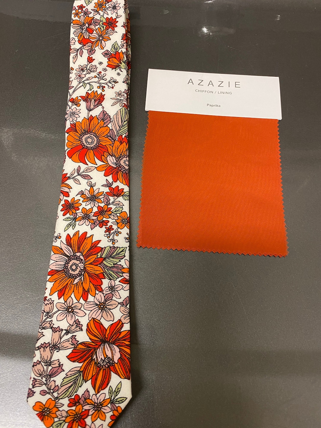 Paprika Sunflower Floral Orange Skinny Tie Ties, Mens Neckties Cotton