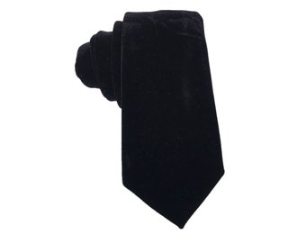 Black Velvet Tie Skinny  Tie  Groom Wedding Tie  Narrow Slim Neckties