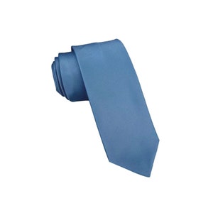 Steel Blue Satin Wedding Tie: Men&#39;s Necktie, Bow Tie & Pocket Square
