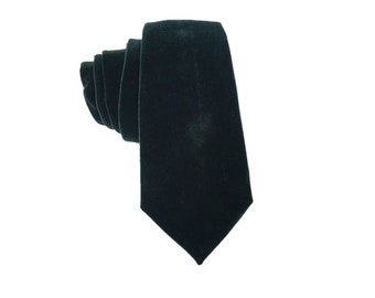 Dark Green Velvet Tie Skinny Green Tie Groom Wedding Tie Narrow Slim Neckties