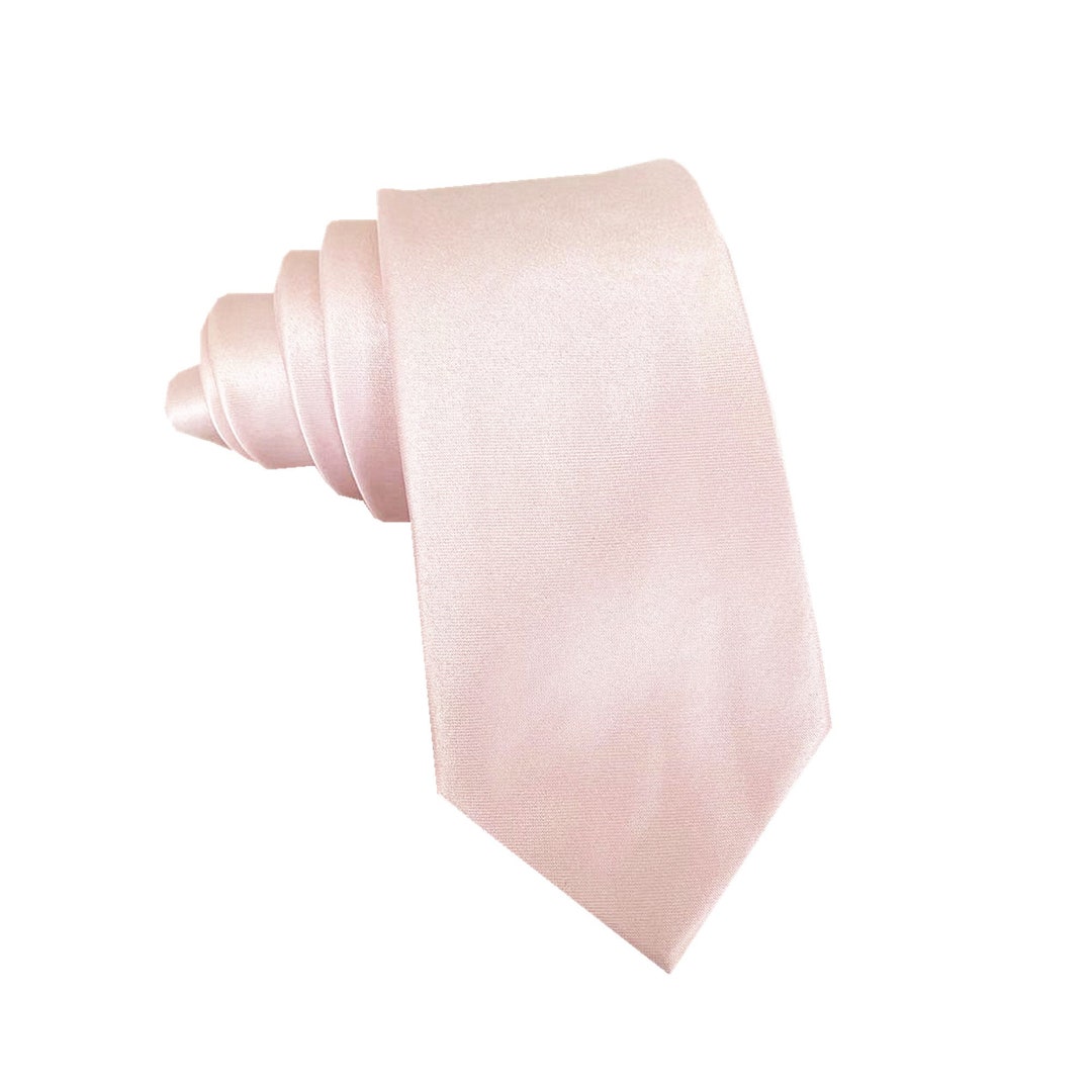 Blush Pink Wedding Tie, Satin Tie & Pocket Square Set, Men's Necktie