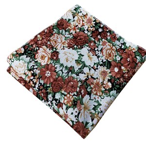 Rust Brown white Green Floral Pre-tied Bow tie pocket square set floral flower bowtie wedding bowties groomsmen mens floral wedding Pocket square