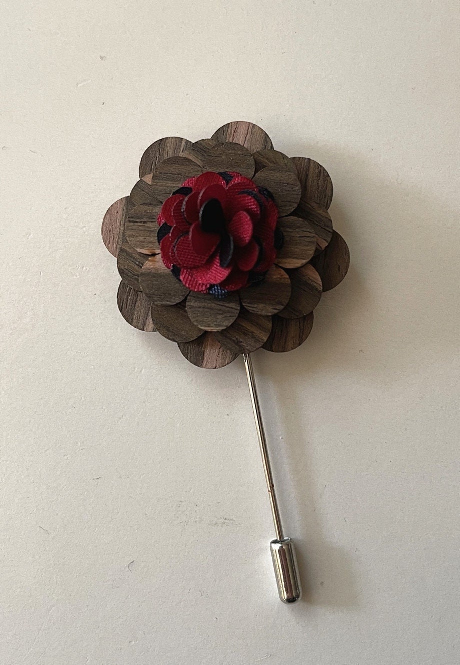 Beadmask Red Rose Leather Shawl Pin