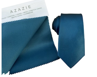 Ensemble cravate de mariage bleu encre, cravate en satin et mouchoir de poche, cravate pour homme bleu encre mat, mouchoir de poche homme bleu encre, cadeau de mariage