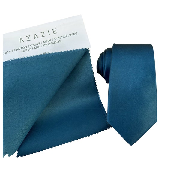 Ink Blue Wedding Tie, Satin Tie & Pocket Square Set, Men's Necktie Matte Ink Blue, Men's Pocket Square Ink Blue, Wedding Gift
