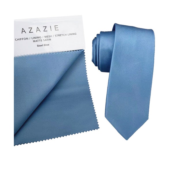 Steel blue Wedding Tie, Men's Necktie Steel blue , Men's Steel blue Satin Pocket Square, Steel blue Bow tie, Steel blue Kids Bow tie