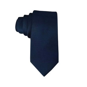 Dark Navy Blue Wedding Tie, Satin Tie & Pocket Square Set, Men's Necktie Matte Midnight Blue, Men's Pocket Square Dark Navy