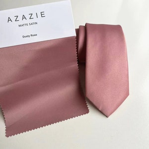 Dusty Rose Wedding Tie, Satin Tie & Pocket Square Set, Men&#39;s Necktie Matte Dusty Rose, Men&#39;s Pocket Square Dusty Rose, Wedding Gift