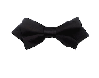 Black Diamond Satin Bow Tie Untied Bow Tie Mens Bowtie Wedding Groomsman Bow Tie Mens Gift for Dad Groomsmen Groom Gift