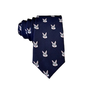 Navy Blue Bunny Skinny Tie Mans Novelty Necktie Animal Print Standard Ties Birthday Gift