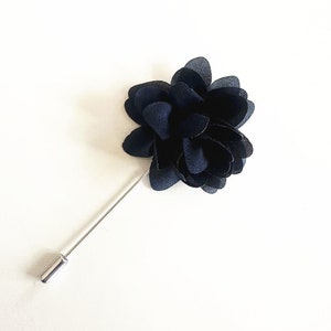 Navy Blue Rose Lapel Pin: Polyester Wedding Suit Accessory