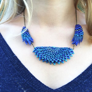 Three dragon scales necklace triptych necklace