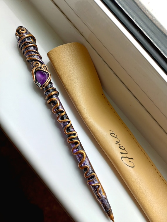 Gold and Purple Pen Citrine Stone Magic Pen Magic Wand Unique