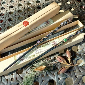 Magic Wand Gold and Black Fairy Wand Wizard Wand Wood Wand image 9