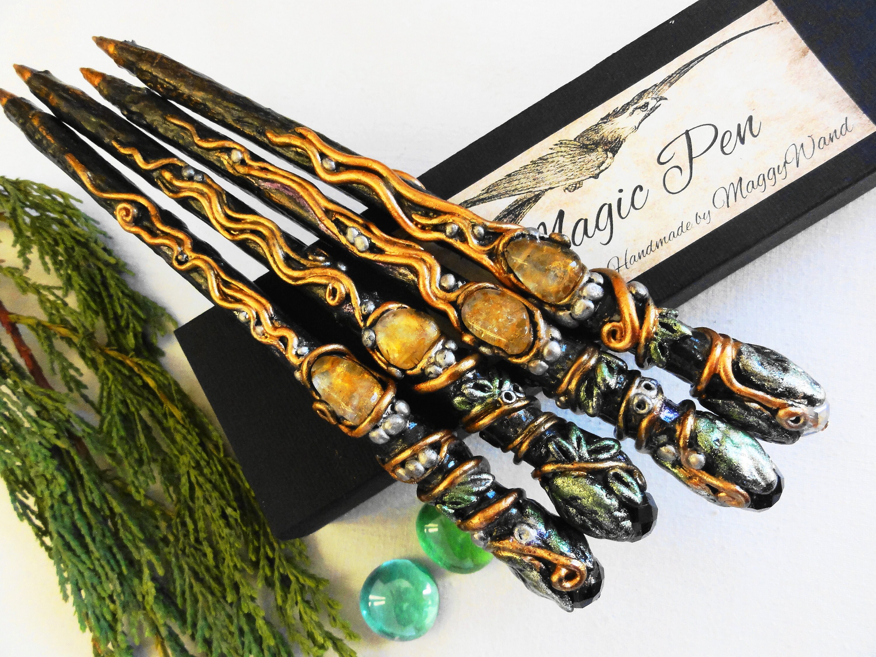 in Polymer Clay and Diamond Willow Wood Innocent Magic Wand with
