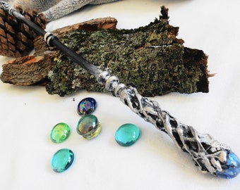 Magic Wand, Silver Wand, Wizard Tools, Witch Wand Silver and Black, Wicca Tools