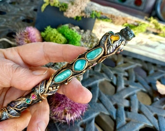 Magic Wand Pen with Cat, Polymer Clay Pen, Yooperlite Gemstone, Witchy Pen