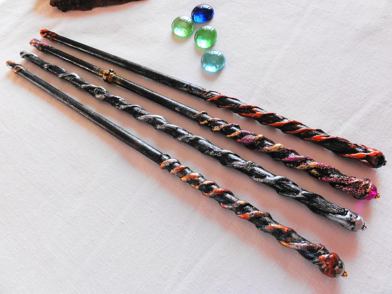 Magic Wand Black and Copper Witchcraft Elf Wand Fantastic Wand Etsy