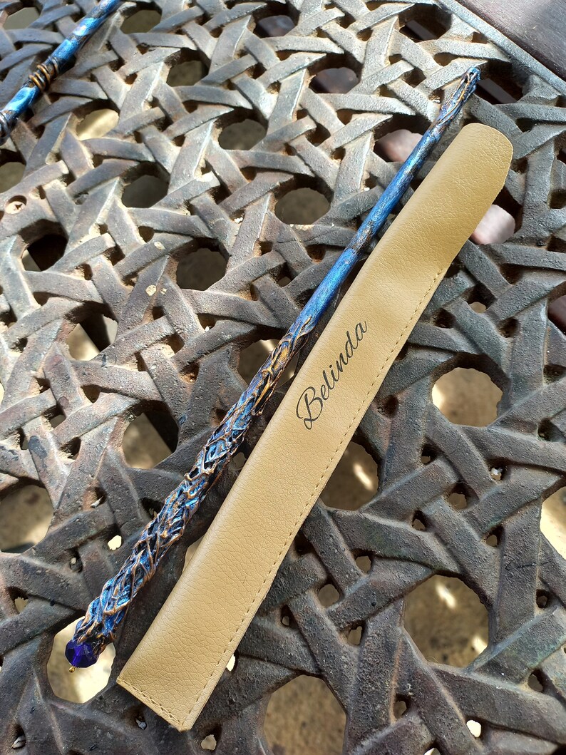 Magic Wand Blue and Gold Cosplay Magic Wand Witches Wand Party image 9