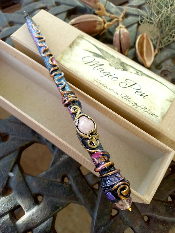 Magic Pen Citrine Gemstone Polymer Clay Magic Wand Pens Fairy Pen