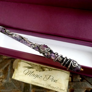 Magic Wand Pen Fluorite Crystal Purple Pencil Polymer Clay Witchy Tool