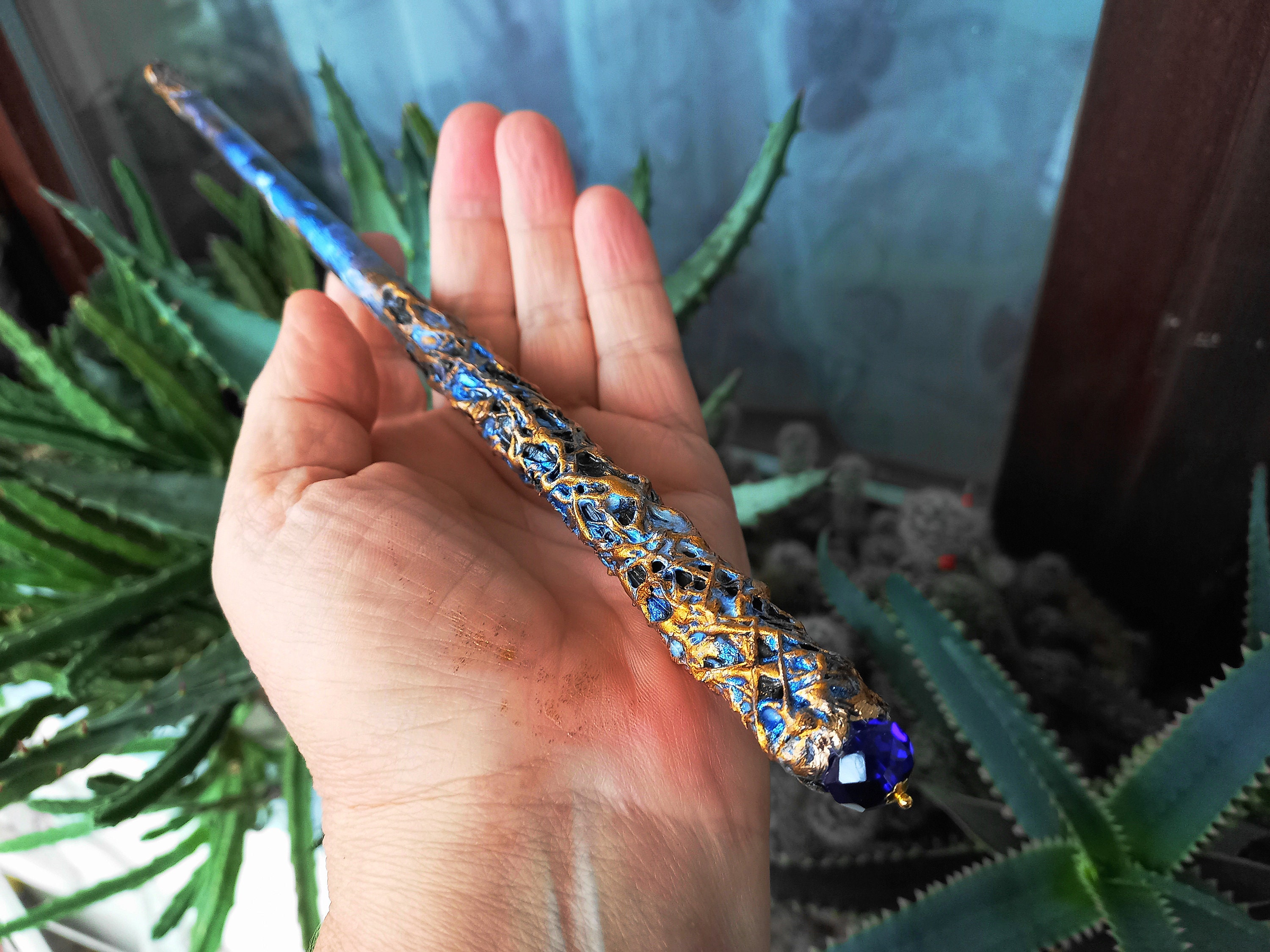 Writer Talisman Magic Pen, Sodalite Stone, Magic Wand Pencil, Witchy 