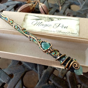 Fluorite Magic Wand Pen, Green Pencil, Polymer Clay, Fairy Magic Pen