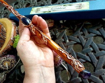 Magic Wand with Crystal, Amethyst Gemstone, Altar Wand, Handmade