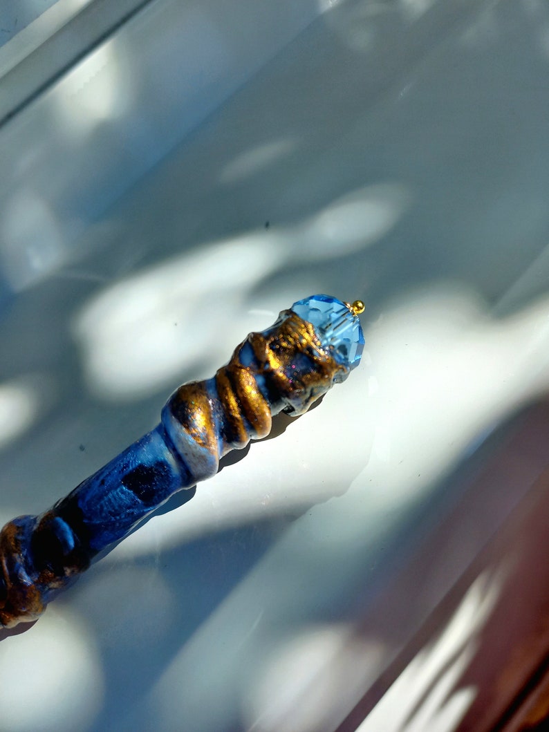 Magic Wand Blue and Gold Cosplay Magic Wand Witches Wand Party image 3